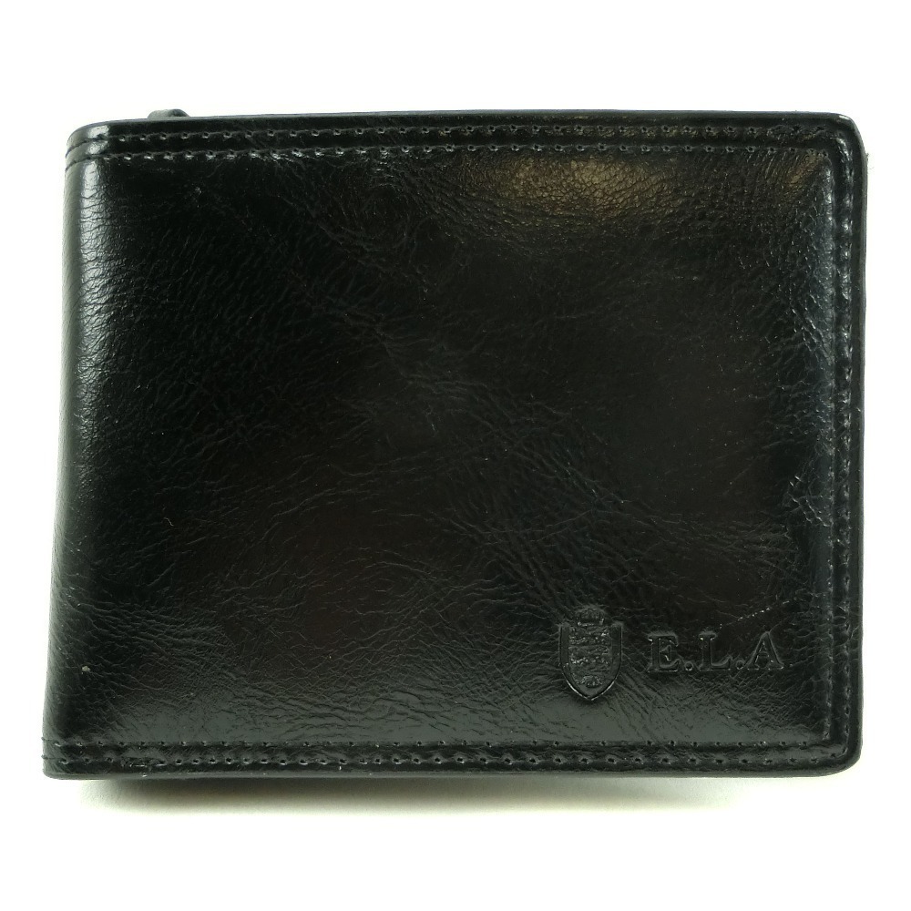 Other E.L.A Men's Bifold Wallet Synthetic Leather Black Plastic Short Wallet